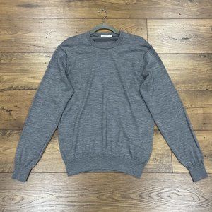 Suitsupply Sweater Mens XL Crewneck Gray 100% Merino Wool Knit Pullover